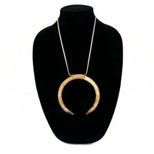 XL Wooden Crescent Moon Necklace on Leather Cord - Adjustable Length